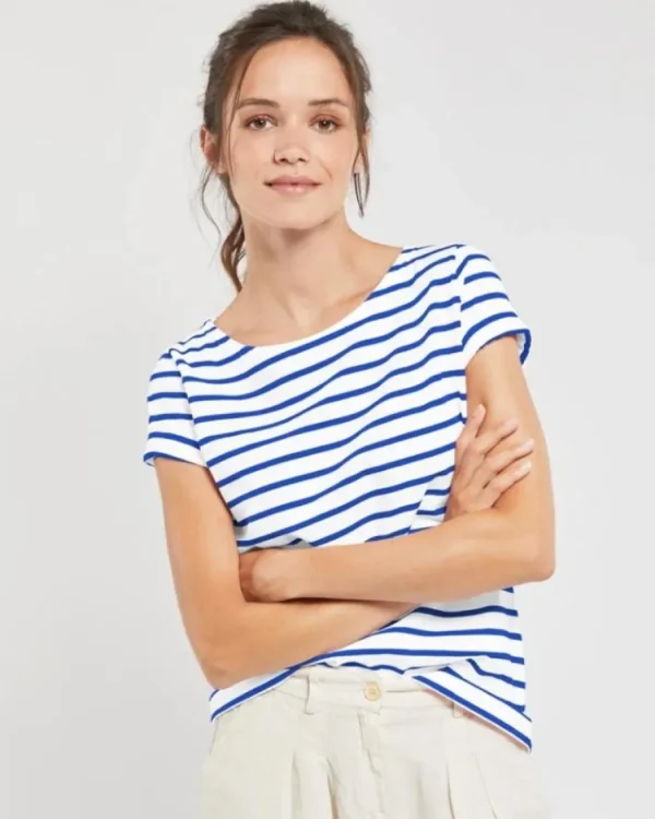 Armor Lux - Short-sleeved Breton shirt - White/Etoile royal^Dame Overdele