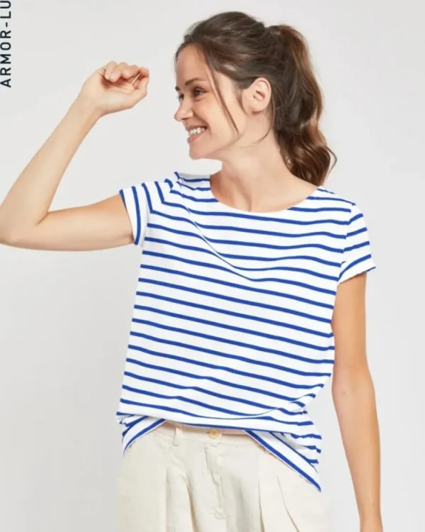 Armor Lux - Short-sleeved Breton shirt - White/Etoile royal^Dame Overdele