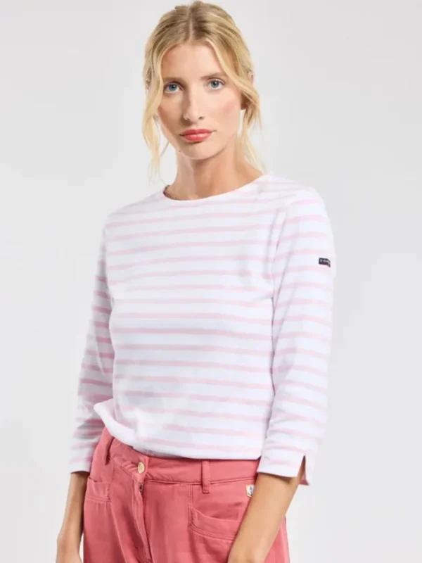 Armor Lux 3/4 length sleeve Breton striped shirt - Blanc/Fairytale^Dame Overdele
