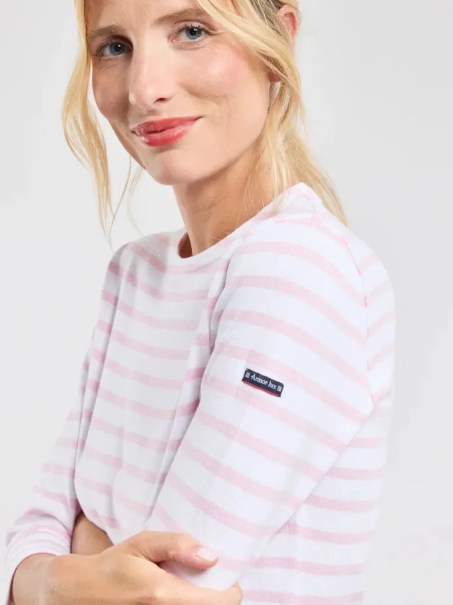 armor_lux__length_sleeve__2.webp Armor Lux 3/4 length sleeve Breton striped shirt - Blanc/Fairytale^Dame Overdele