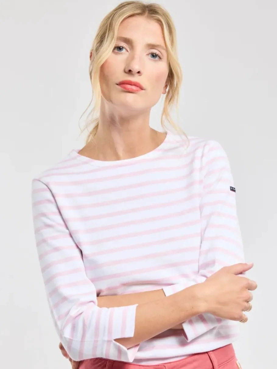 armor_lux__length_sleeve__3.webp Armor Lux 3/4 length sleeve Breton striped shirt - Blanc/Fairytale^Dame Overdele