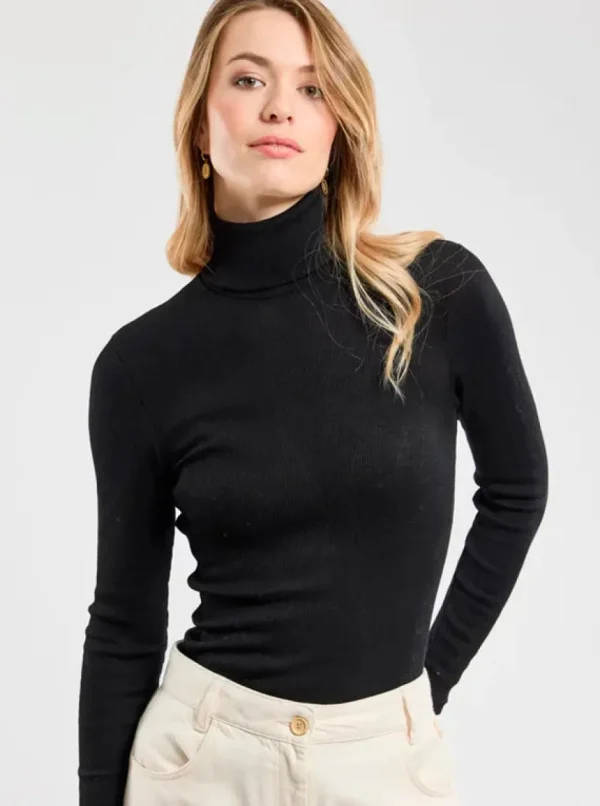 Armor Lux - Uld Silke Turtleneck - Black^Dame Overdele