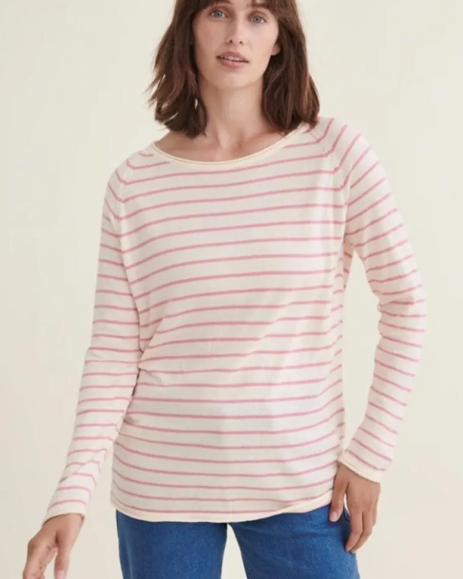basic_apparel__kologisk_b_0.webp Basic Apparel - økologisk bluse - Soya Mini Stripe - Whisper White / wild Rose^Dame Overdele