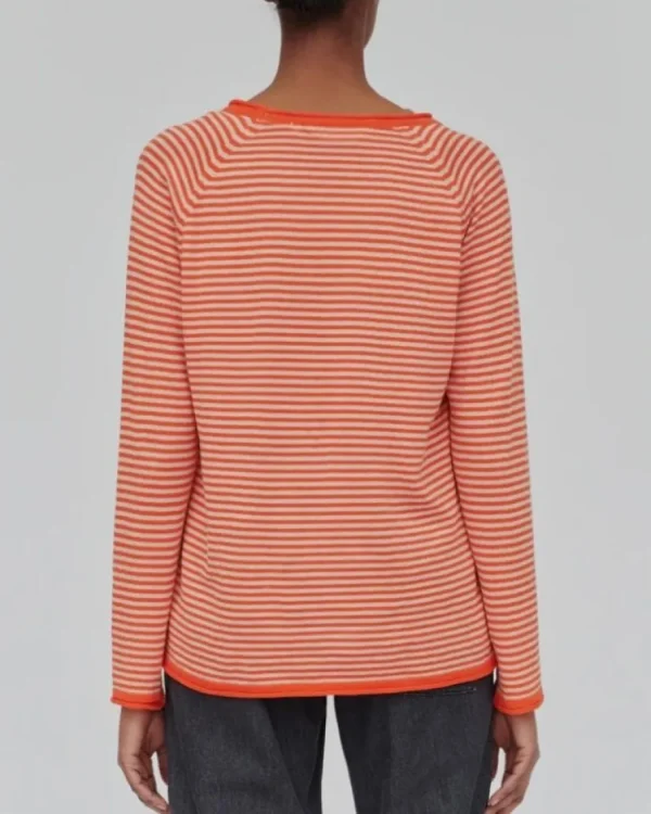Basic Apparel - økologisk bluse - Soya Mini Stripe - Spicy Orange / Rygby Tan^Dame Overdele