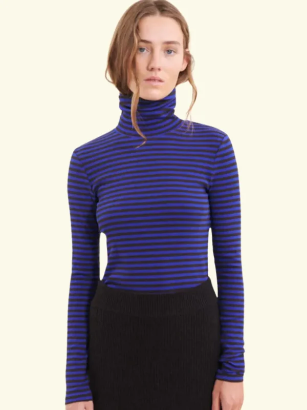 Basic Apparel - Ludmilla High-neck - Chocolate torte/Clematis blue^Dame Overdele