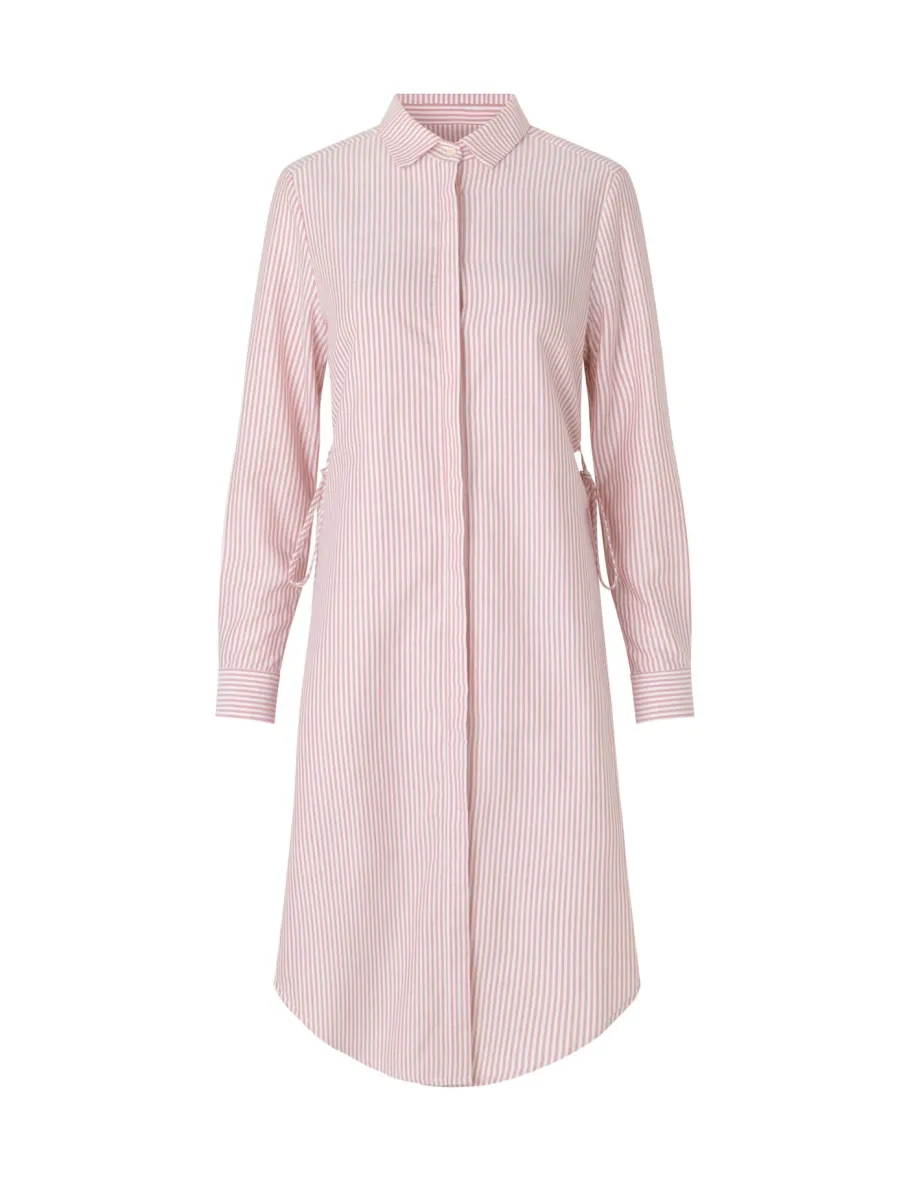 dippy_organic_cotton_shir_0.webp Schulz by Crowd Dippy organic cotton shirt dress red stripe^Dame Kjoler Og Jumpsuits
