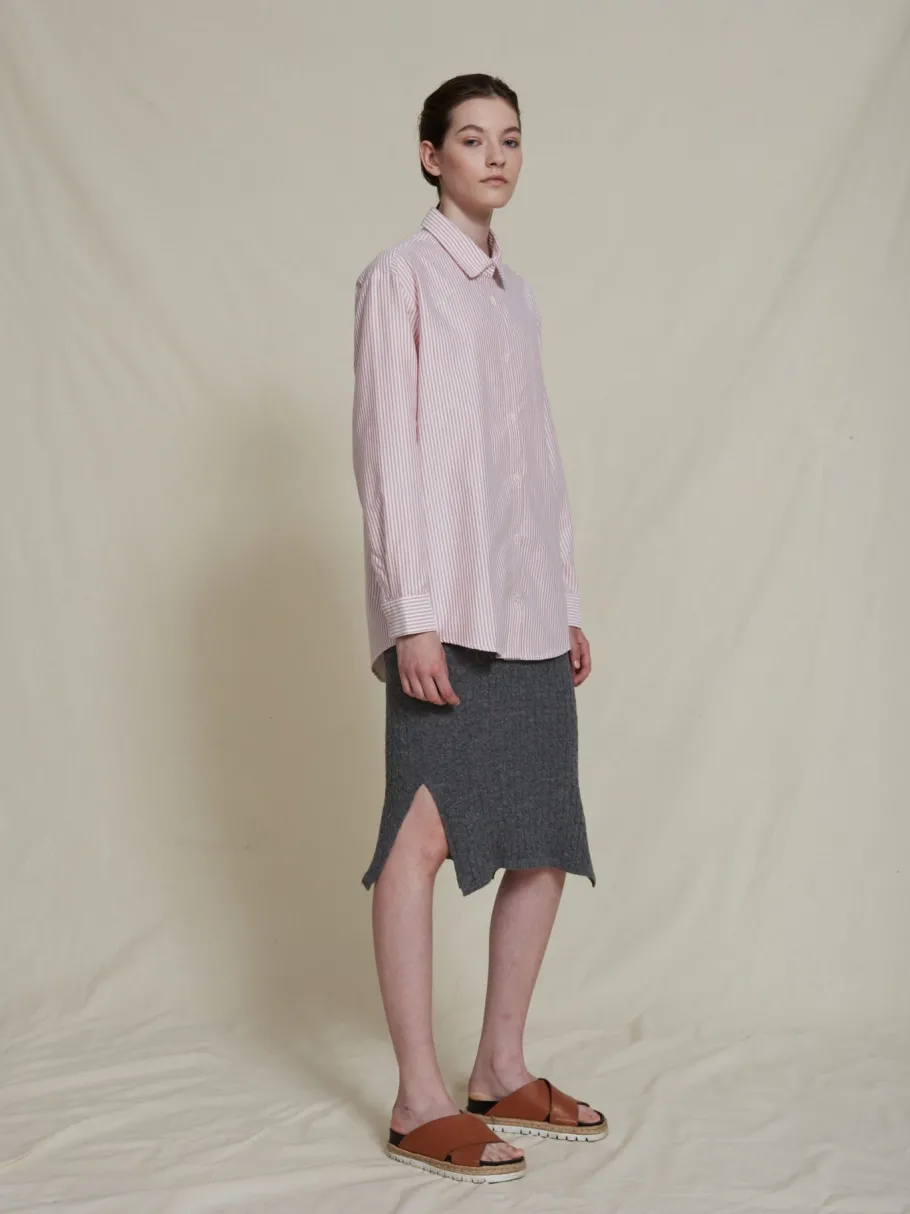 dippy_organic_cotton_shir_1.webp Schulz by Crowd Dippy organic cotton shirt dress red stripe^Dame Kjoler Og Jumpsuits