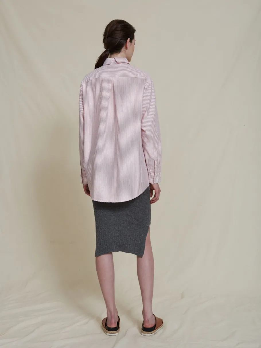 dippy_organic_cotton_shir_2.webp Schulz by Crowd Dippy organic cotton shirt dress red stripe^Dame Kjoler Og Jumpsuits