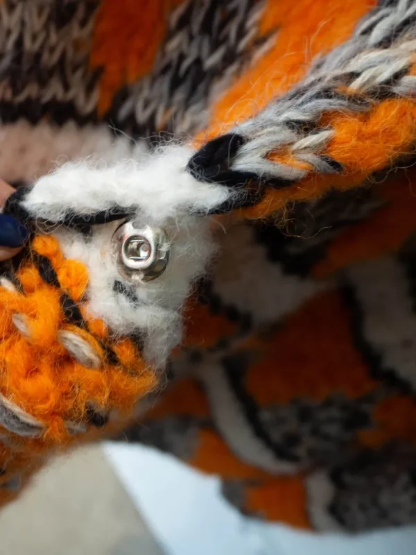 Gudrun & Gudrun - Birch Cardigan Grå / Hvid / Orange^Dame Overdele