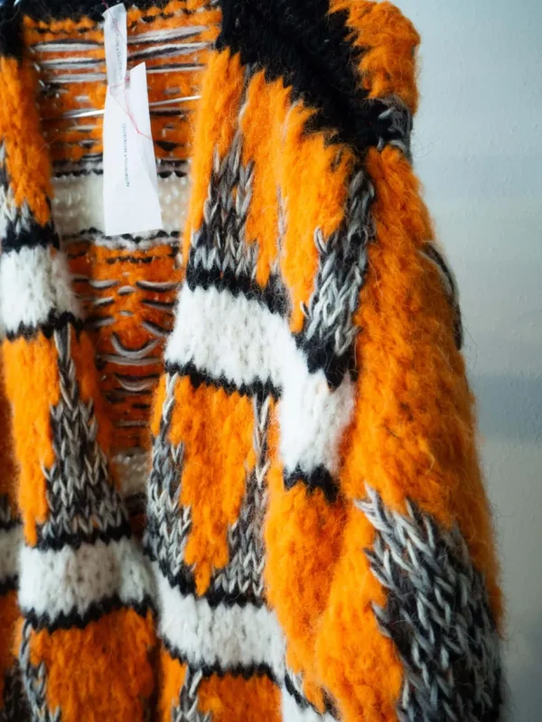 Gudrun & Gudrun - Birch Cardigan Grå / Hvid / Orange^Dame Overdele