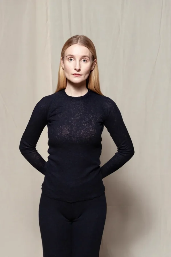 Gudrun & Gudrun Barba økologisk uldbluse Dark Blue^Dame Overdele