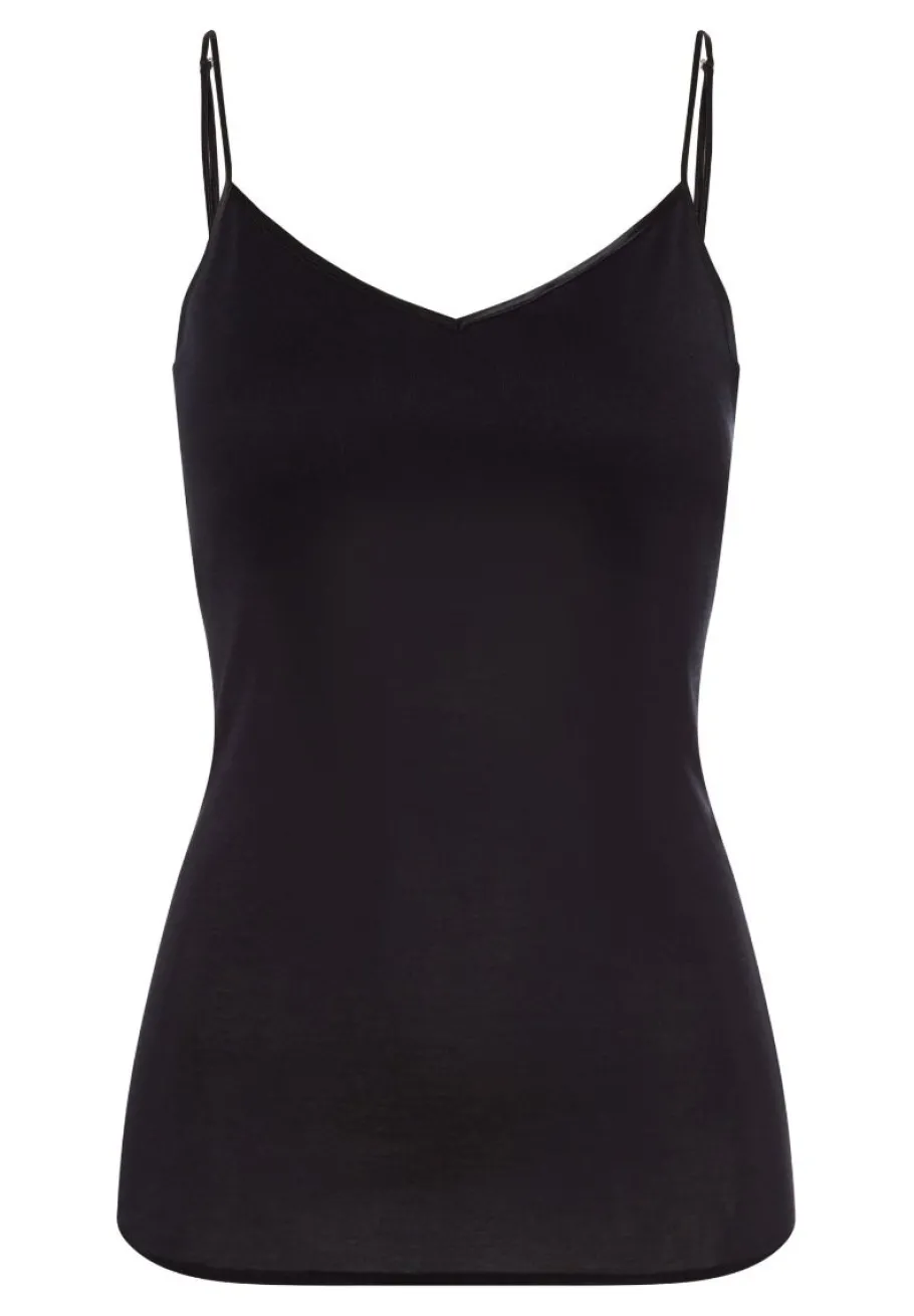 hanro___spaghetti_top_pad_0-1.webp Hanro - Spaghetti Top Padded - Cotton Seamless Black^Dame Undertøj