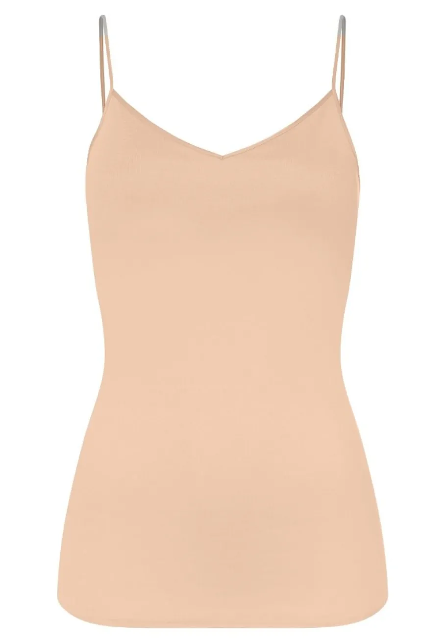 hanro___spaghetti_top_pad_0.webp Hanro - Spaghetti Top Padded - Cotton Seamless Beige^Dame Undertøj