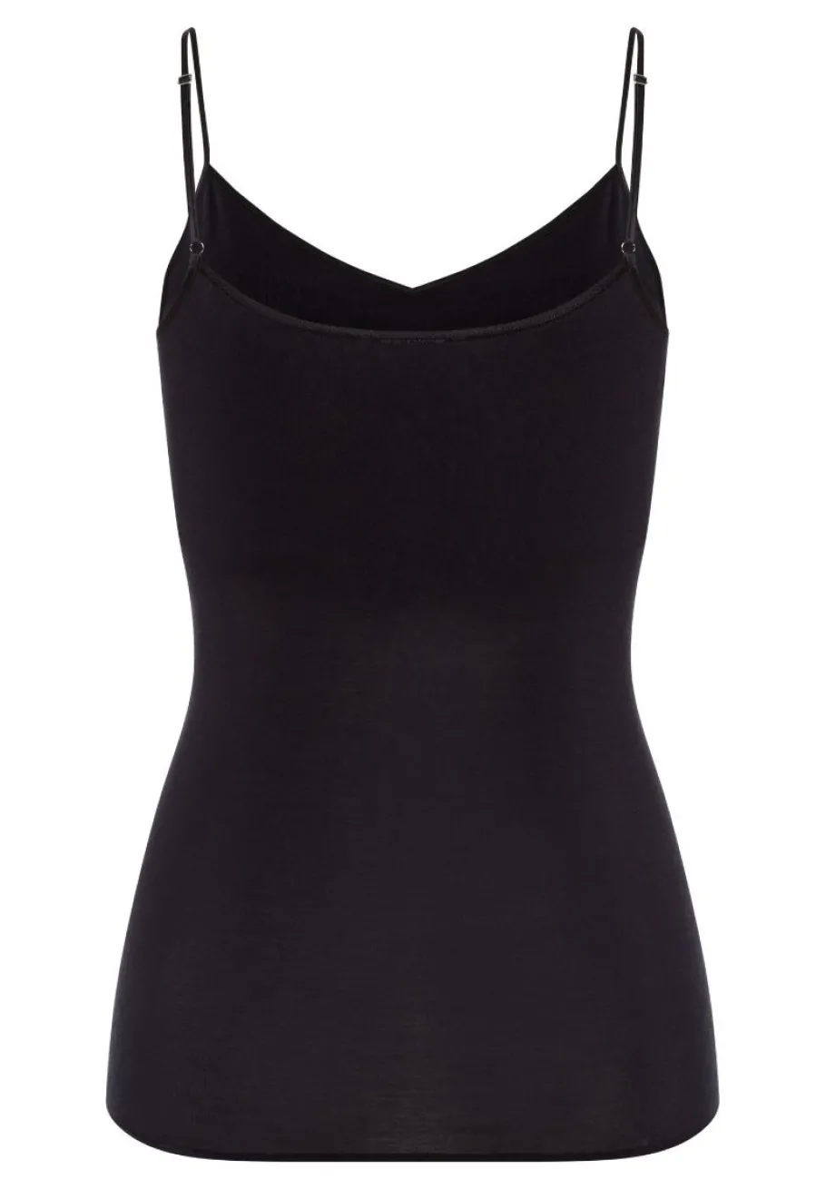 hanro___spaghetti_top_pad_1-1.webp Hanro - Spaghetti Top Padded - Cotton Seamless Black^Dame Undertøj