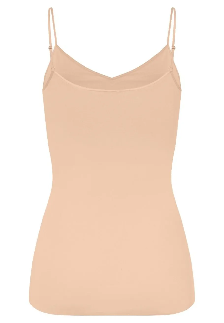 hanro___spaghetti_top_pad_1.webp Hanro - Spaghetti Top Padded - Cotton Seamless Beige^Dame Undertøj