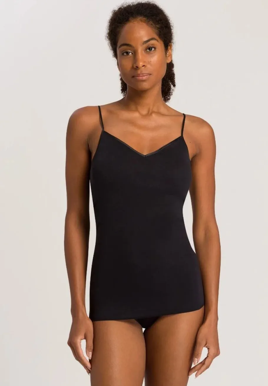 hanro___spaghetti_top_pad_2-1.webp Hanro - Spaghetti Top Padded - Cotton Seamless Black^Dame Undertøj
