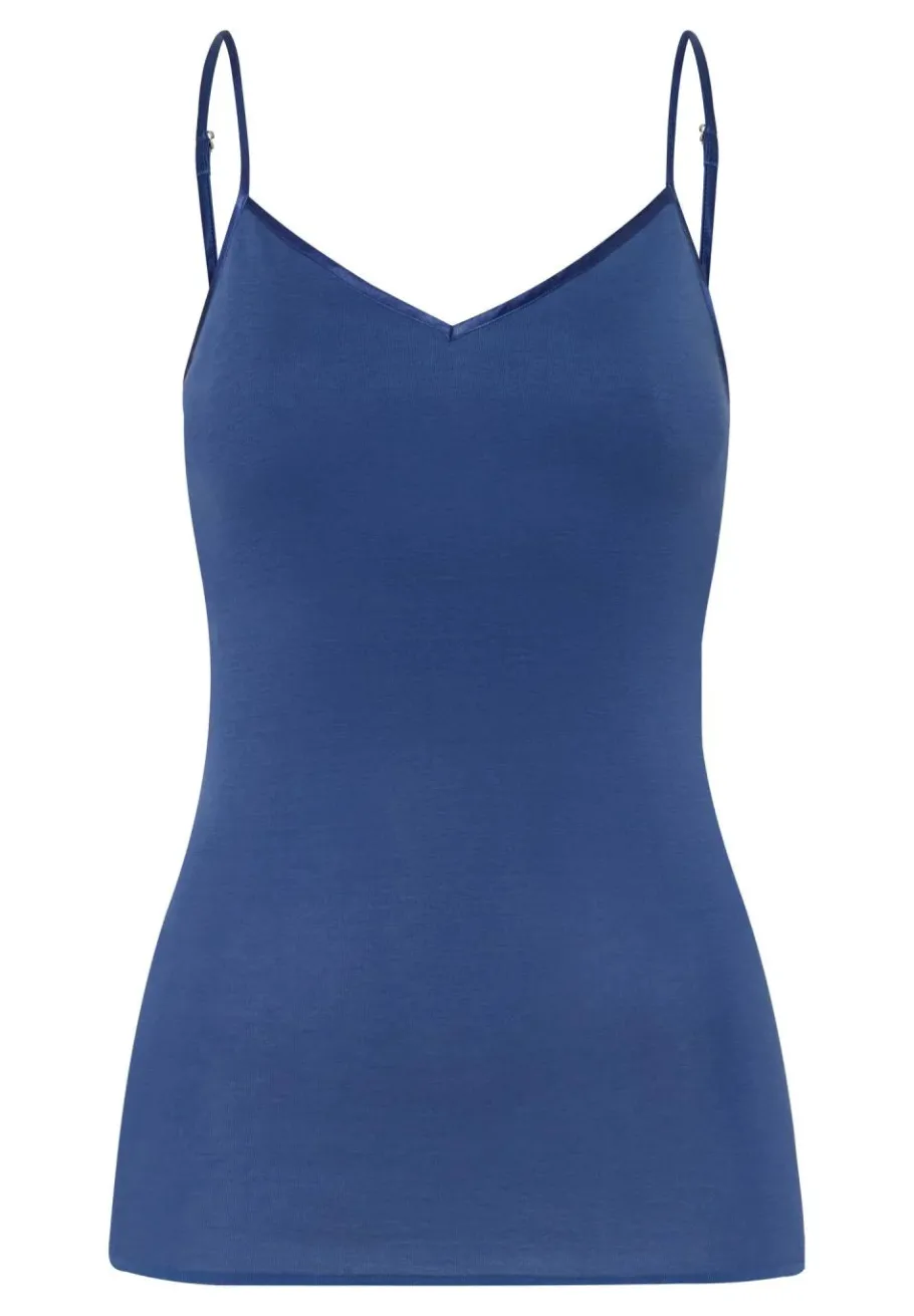 hanro_cotton_seamless_spa_0.webp Hanro Cotton Seamless Spaghetti Top True Navy^Dame Undertøj