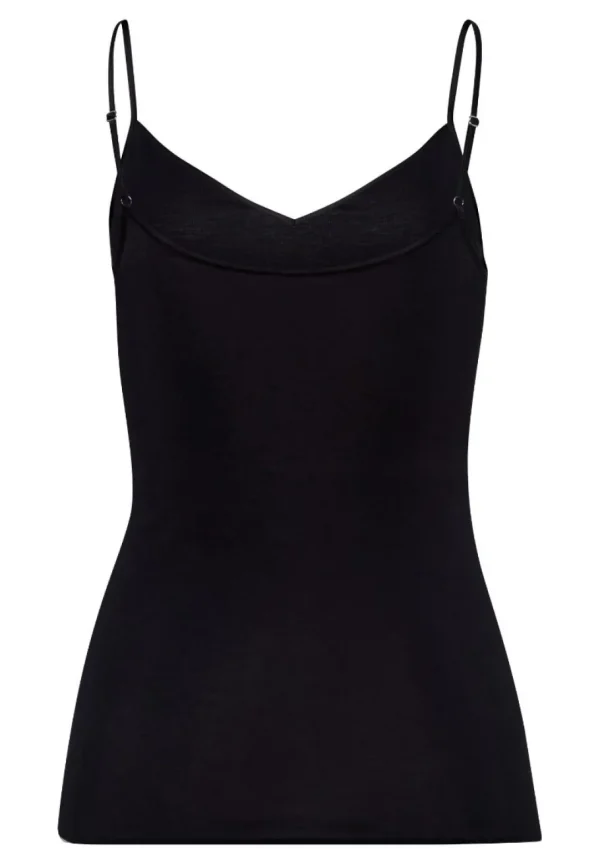 Hanro Cotton Seamless Spaghetti Top Black^Dame Undertøj