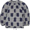 Henrik Vibskov - GAMBIT BLOUSE - BLUE WHITE CHECKS CROSS PRINT Copy^Dame Overdele