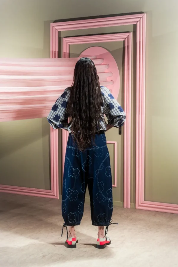 Henrik Vibskov - GAMBIT BLOUSE - BLUE WHITE CHECKS CROSS PRINT Copy^Dame Overdele