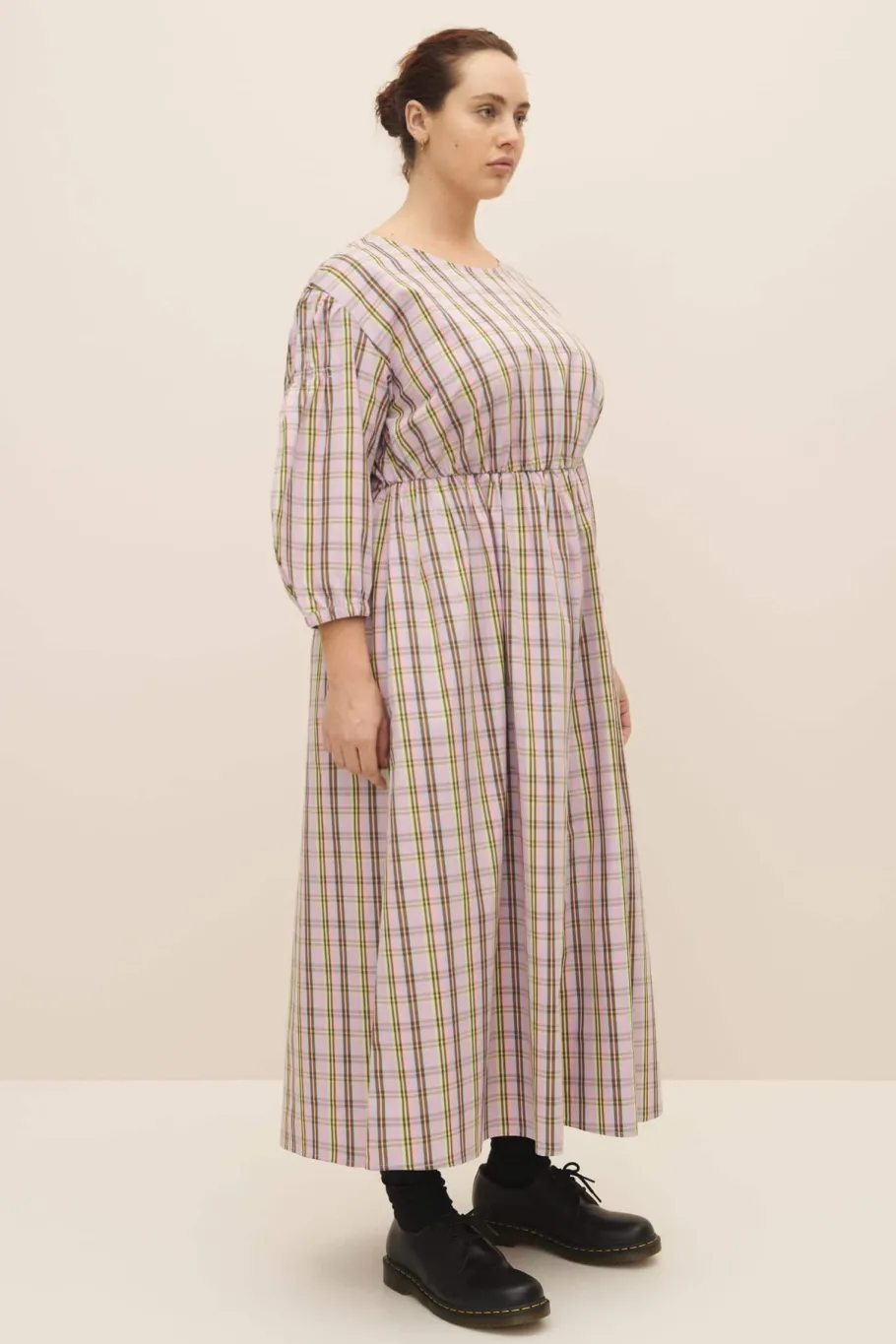 kowtow_melody_dress_pink__8.webp Kowtow Melody Dress Pink tartan^Dame Kjoler Og Jumpsuits