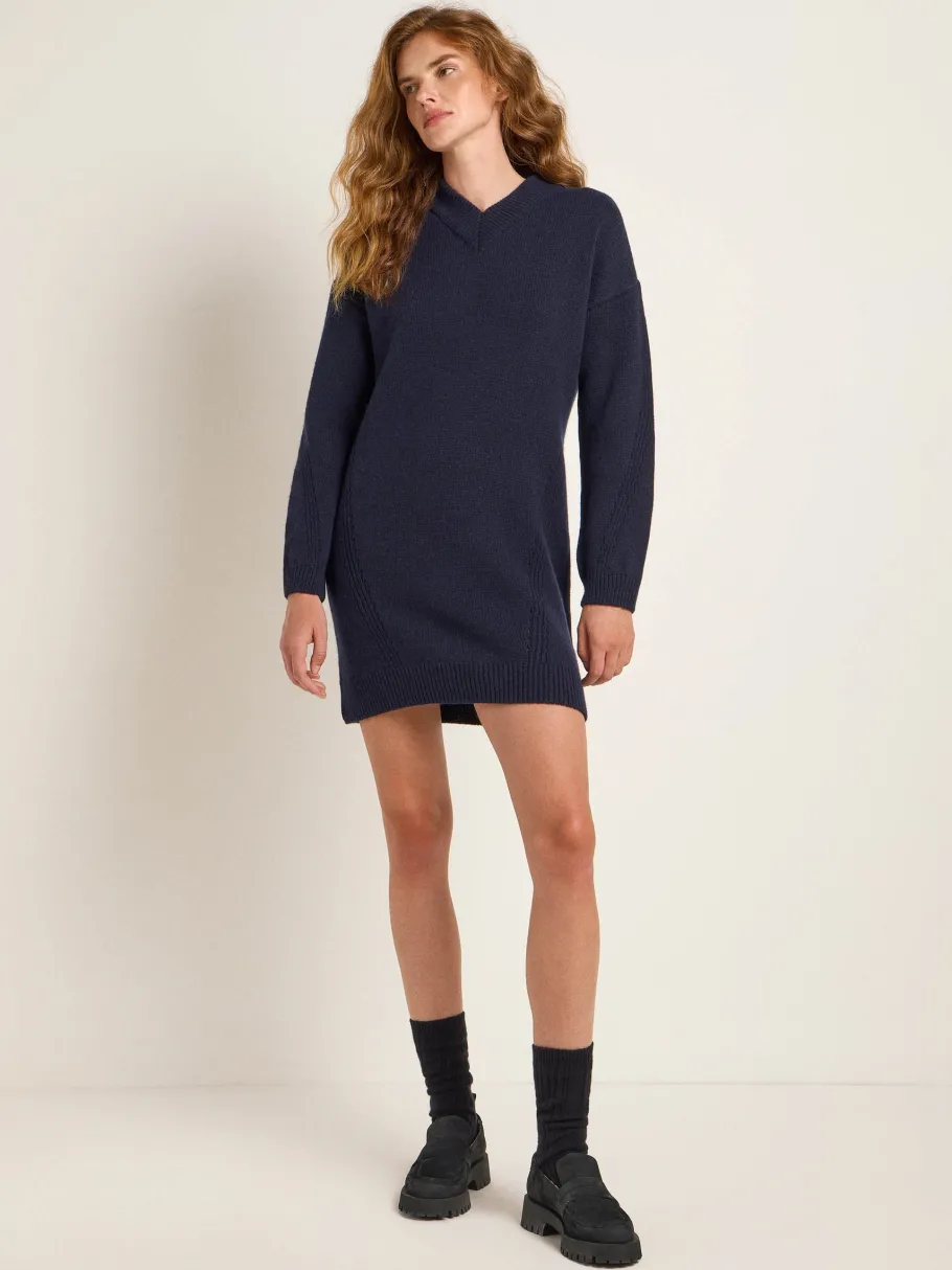 lanius_mini_knit_dress_go_2.webp Lanius Mini knit dress (GOTS) - midnight melange^Dame Kjoler Og Jumpsuits