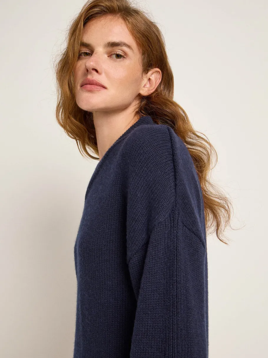 lanius_mini_knit_dress_go_3.webp Lanius Mini knit dress (GOTS) - midnight melange^Dame Kjoler Og Jumpsuits