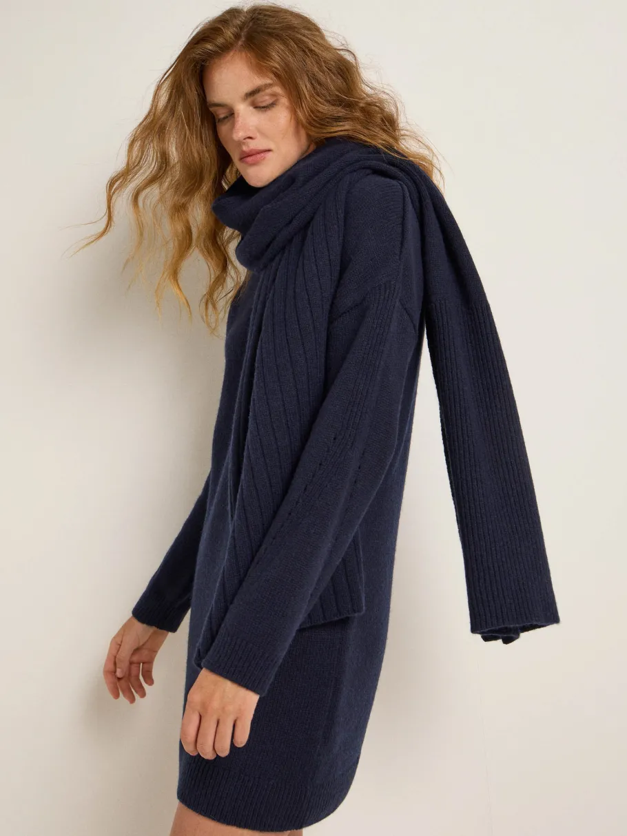 lanius_mini_knit_dress_go_6.webp Lanius Mini knit dress (GOTS) - midnight melange^Dame Kjoler Og Jumpsuits