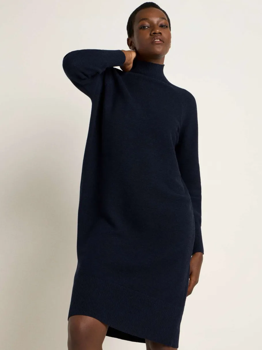 lanius_turtleneck_dress_g_0.webp Lanius Turtleneck dress (GOTS) Midnight Melange^Dame Kjoler Og Jumpsuits