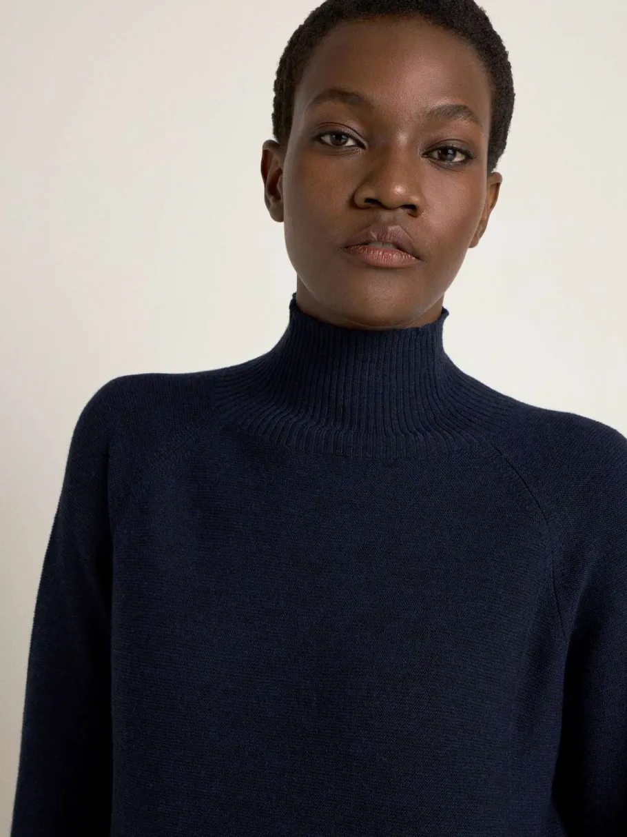 lanius_turtleneck_dress_g_3.webp Lanius Turtleneck dress (GOTS) Midnight Melange^Dame Kjoler Og Jumpsuits