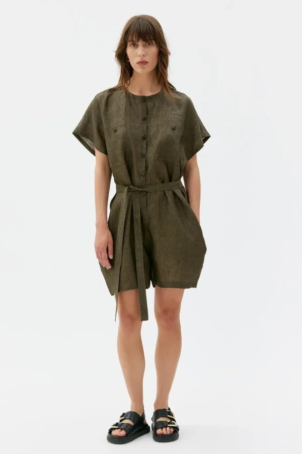 Maska Alva linen jumpsuit - Black melange^Dame Kjoler Og Jumpsuits