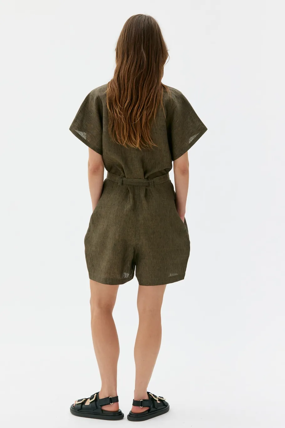 maska_alva_linen_jumpsuit_1.webp Maska Alva linen jumpsuit - Black melange^Dame Kjoler Og Jumpsuits