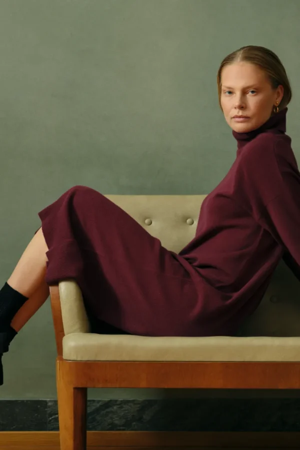 Maska Kaya knitted dress in lambswool - Bourdeaux^Dame Kjoler Og Jumpsuits