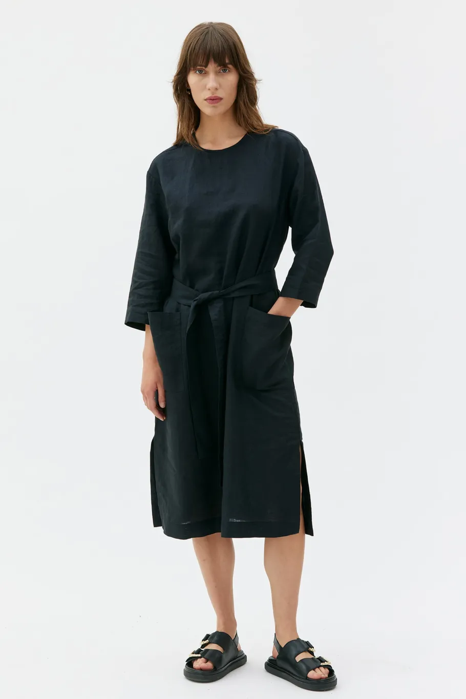maska_opal_linen_dress__b_0.webp Maska Opal linen dress - Black^Dame Kjoler Og Jumpsuits