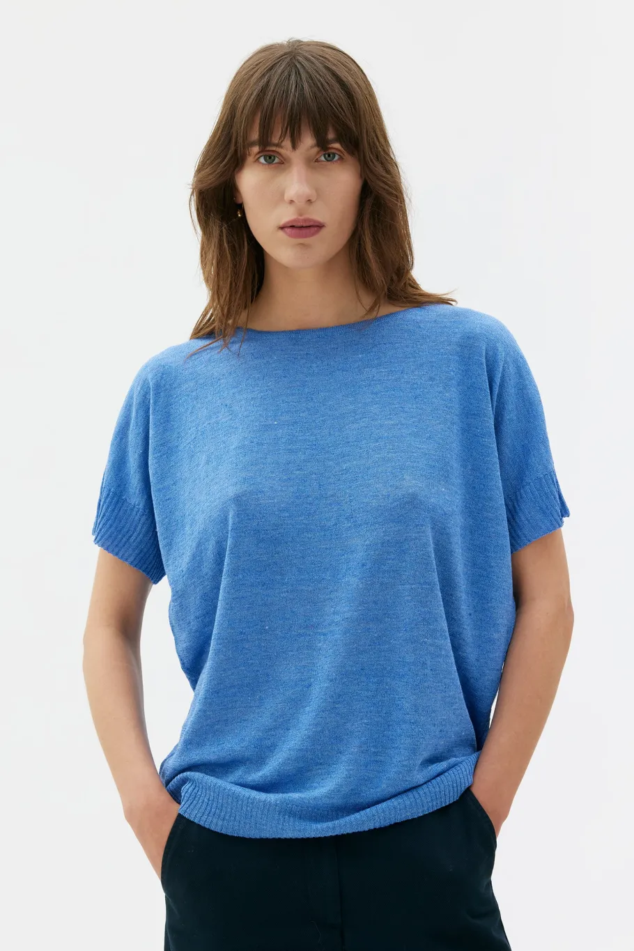 maska_sirus_silk_linen_do_0.webp Maska Sirus Silk Linen Dolman Sleeve Top Light Blue^Dame Overdele