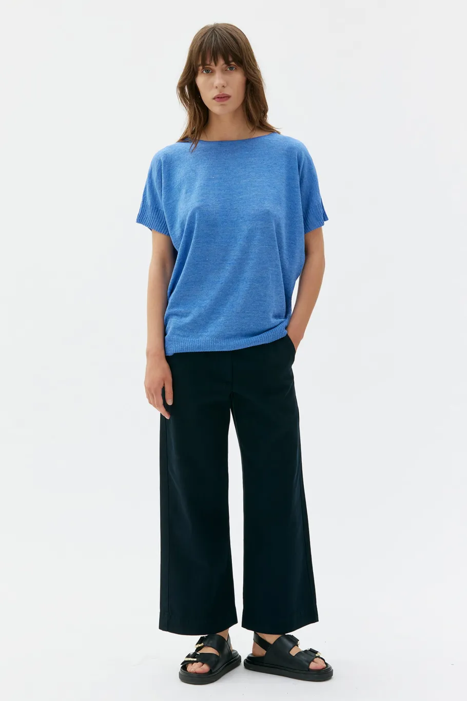 maska_sirus_silk_linen_do_1.webp Maska Sirus Silk Linen Dolman Sleeve Top Light Blue^Dame Overdele