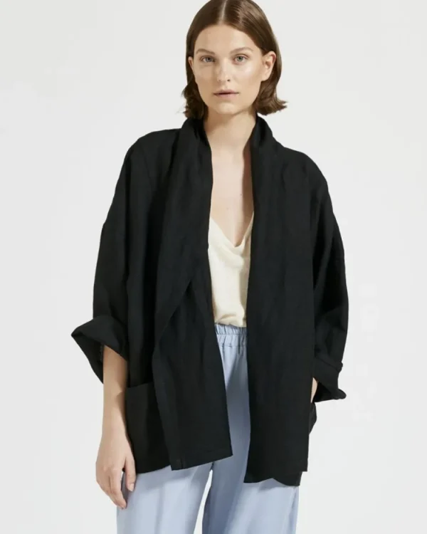 Maska Vira - Kimono wrap linen jacket^Dame Overtøj