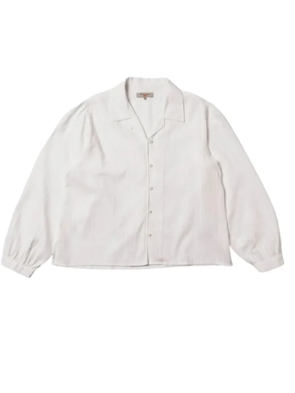 Nudie Jeans - Edith striped dobby blouse offwhite^Dame Overdele