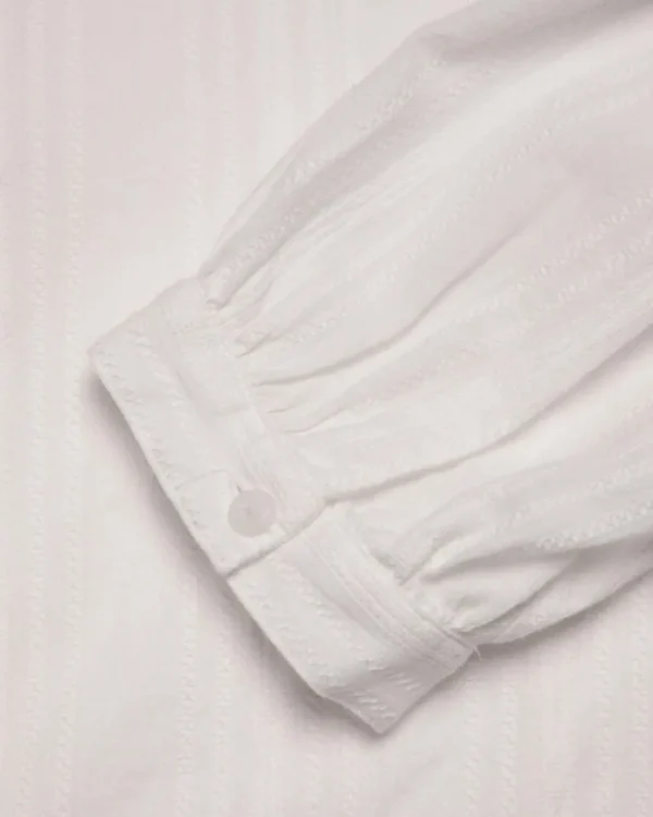 Nudie Jeans - Edith striped dobby blouse offwhite^Dame Overdele