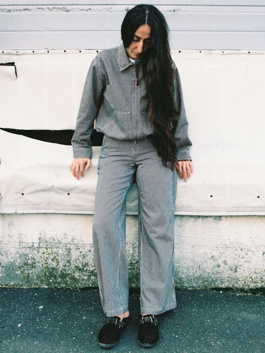 nudie_jeans_jade_striped__2.webp Nudie Jeans Jade Striped Zip Jacket Blue/Offwhite^Dame Overtøj