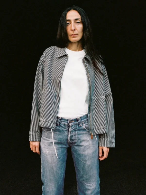 Nudie Jeans Jade Striped Zip Jacket Blue/Offwhite^Dame Overtøj