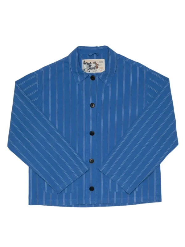 Nudie Jeans Kicki Striped Workwear Jacket Blue/Offwhite^Dame Overtøj
