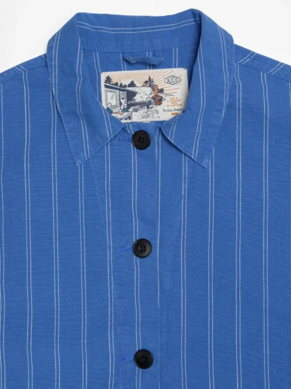Nudie Jeans Kicki Striped Workwear Jacket Blue/Offwhite^Dame Overtøj