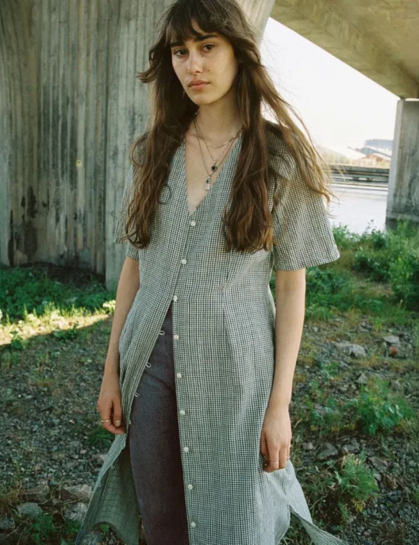 Nudie Jeans Lollo Check Indigo Dress^Dame Kjoler Og Jumpsuits