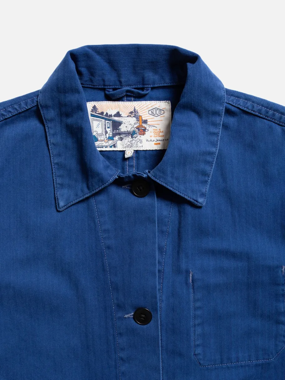 nudie_jeans_lovis_herring_3.webp Nudie Jeans Lovis Herringbone Jacket Blue^Dame Overtøj