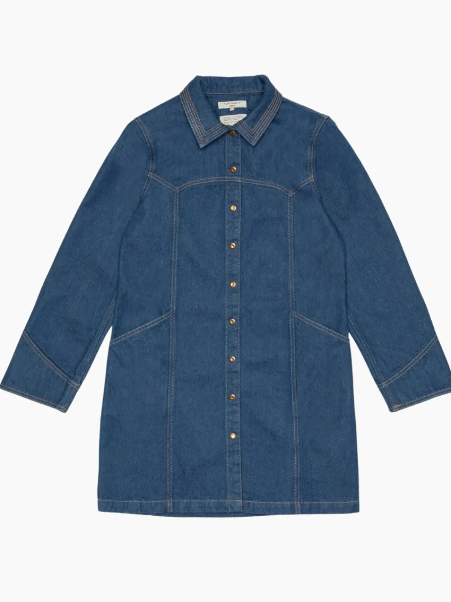 nudie_jeans_maj_western_d_0.webp Nudie Jeans Maj Western Denim Dress Blue^Dame Kjoler Og Jumpsuits