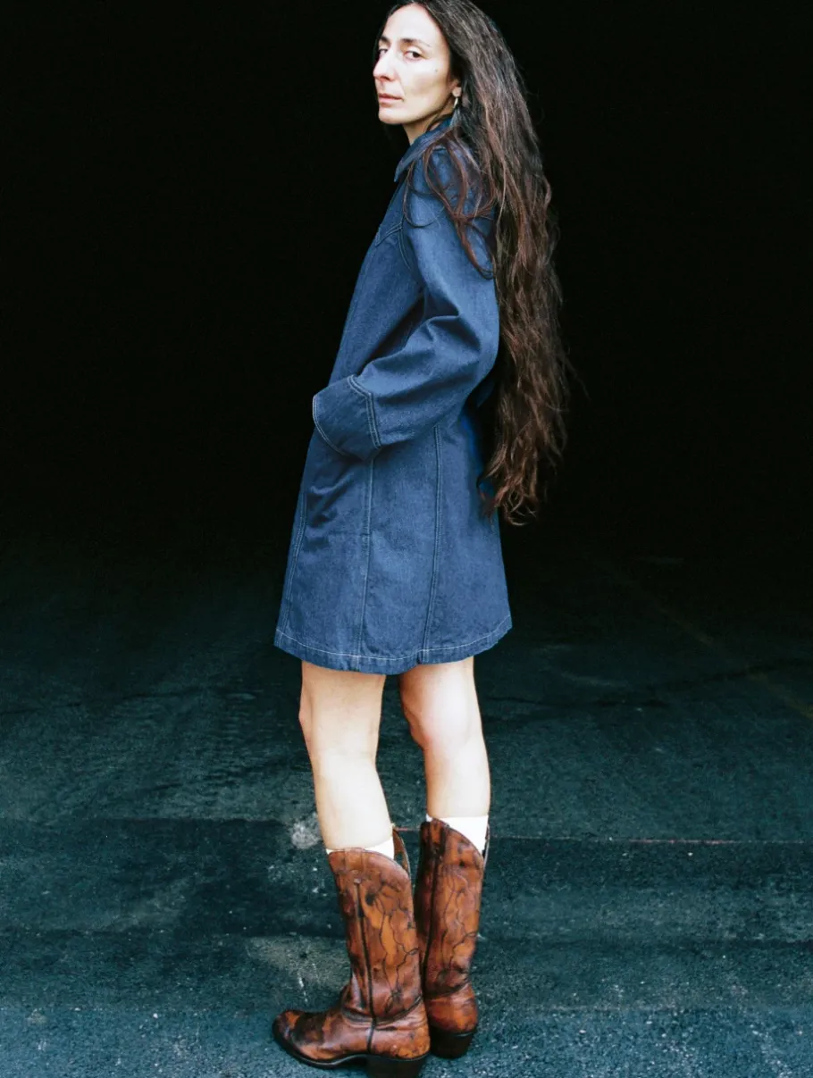 nudie_jeans_maj_western_d_2.webp Nudie Jeans Maj Western Denim Dress Blue^Dame Kjoler Og Jumpsuits