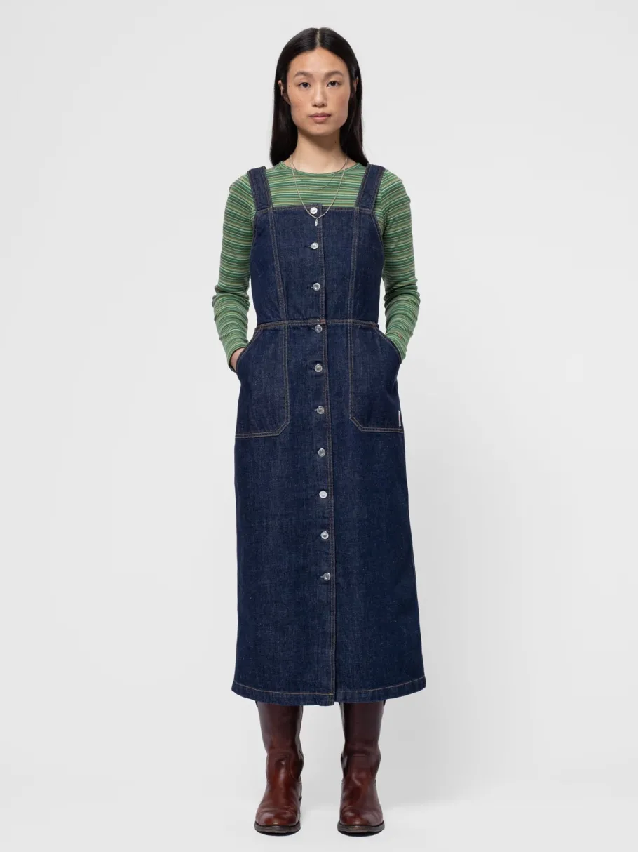 nudie_jeans_mona_denim_dr_1.webp Nudie Jeans Mona Denim Dress 40s Redcast Dark Blue^Dame Kjoler Og Jumpsuits