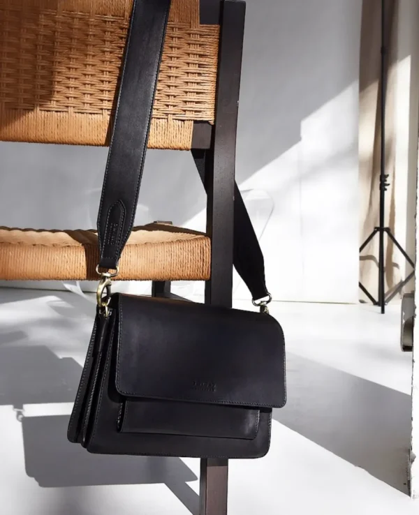 O My Bag Harper Sort Lædertaske^Dame Tasker Og Punge