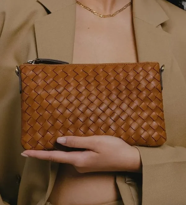O My Bag Lexi flettet lædertaske Cognac^Dame Tasker Og Punge